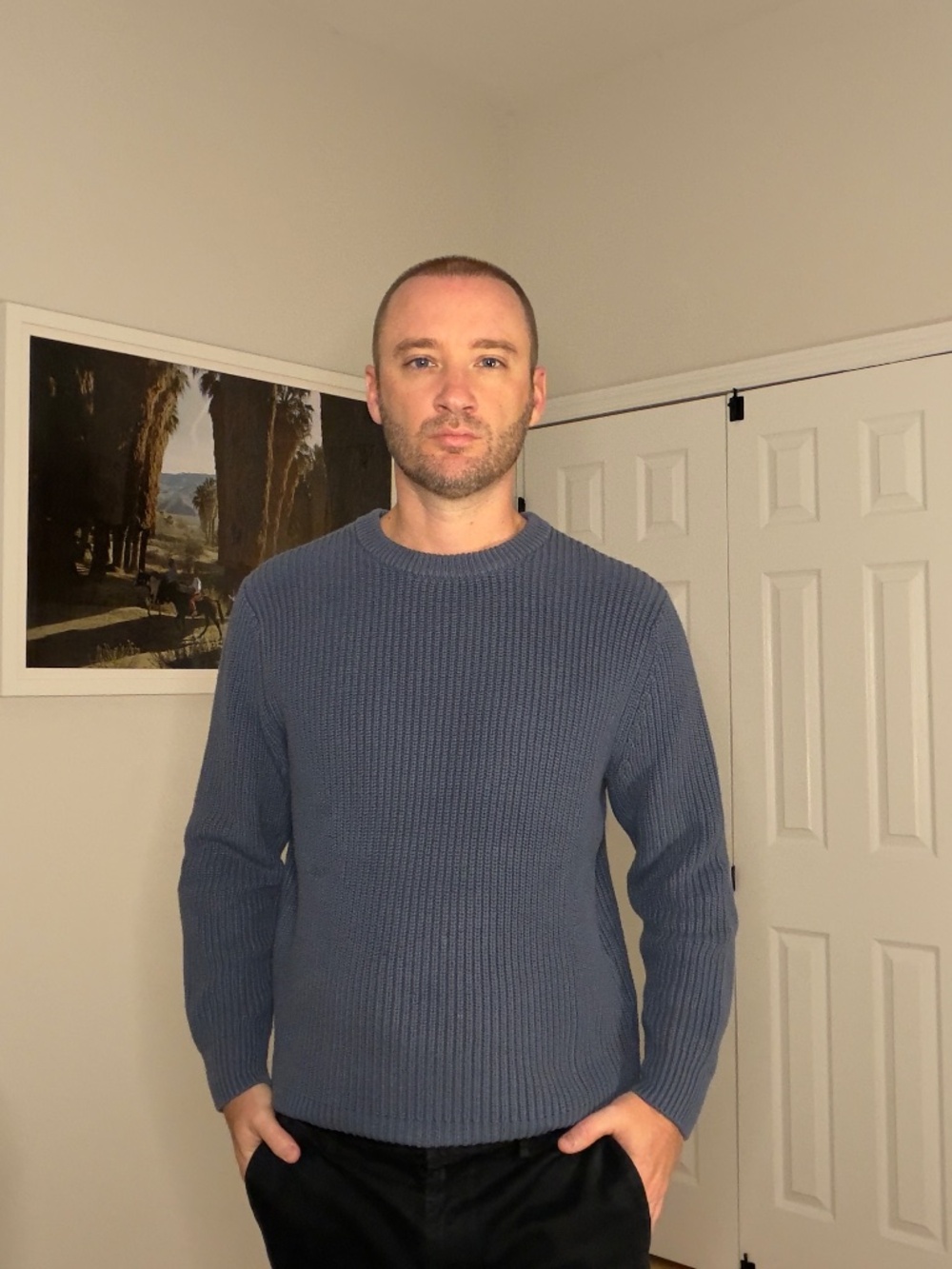 Long Wharf Blue Knitted Sweater. Size M